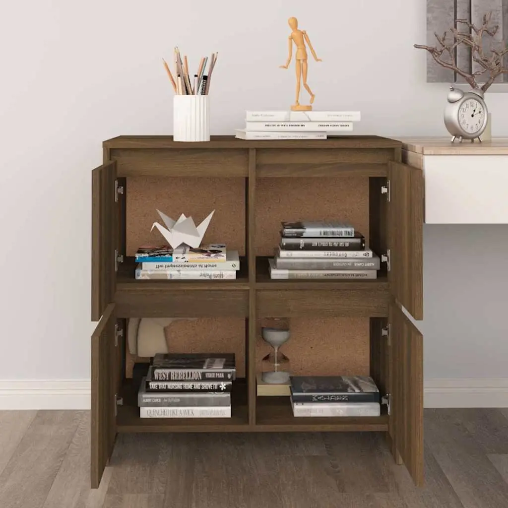 Sideboards 2 pcs Brown Oak 70x41x75 cm Storage Cabinet Doors Engineered Wood