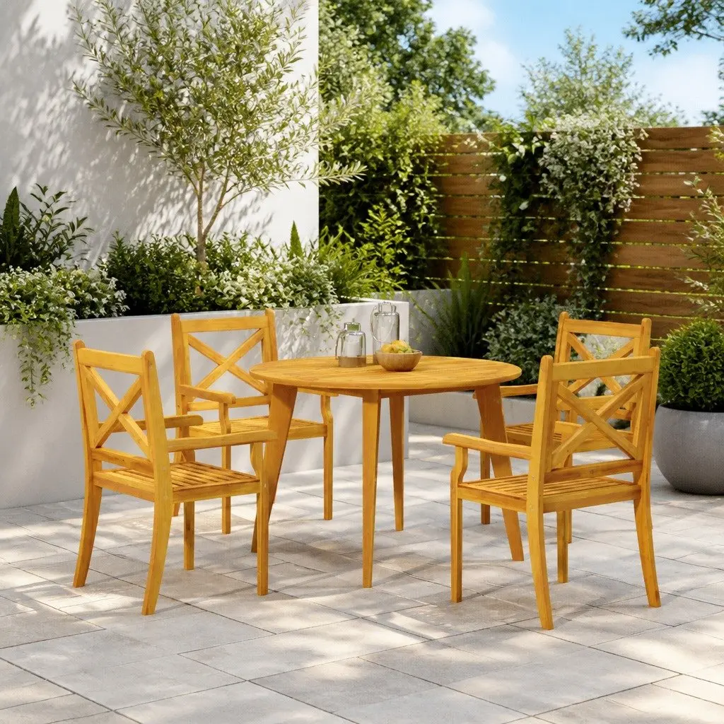 Outdoor Dining Chairs Solid Wood Acacia Brown Set of 4