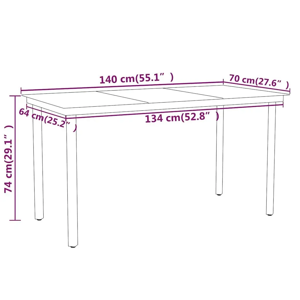 7 Piece Outdoor Dining Set Rattan Chairs Steel Frame Glass Table Black