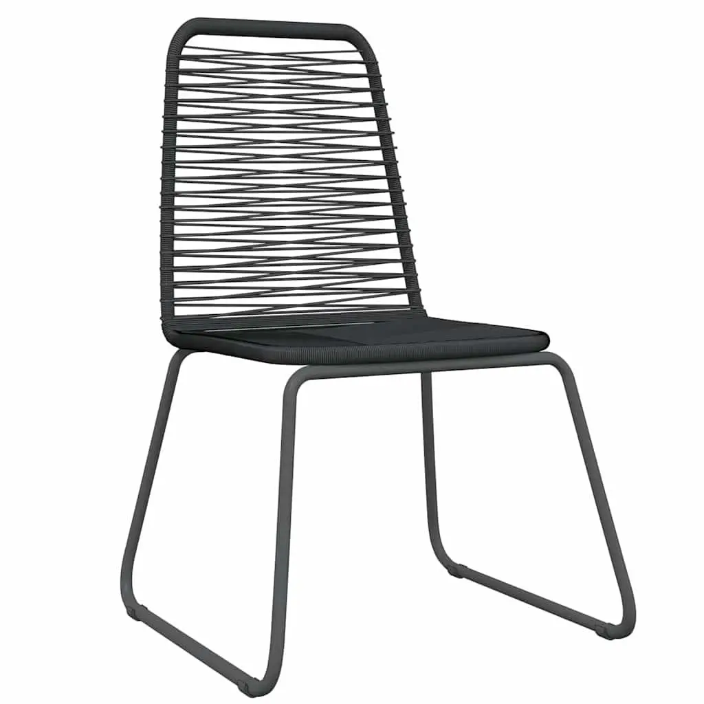 Garden Dining Set 3 Piece Black Glass Table Patio Chairs