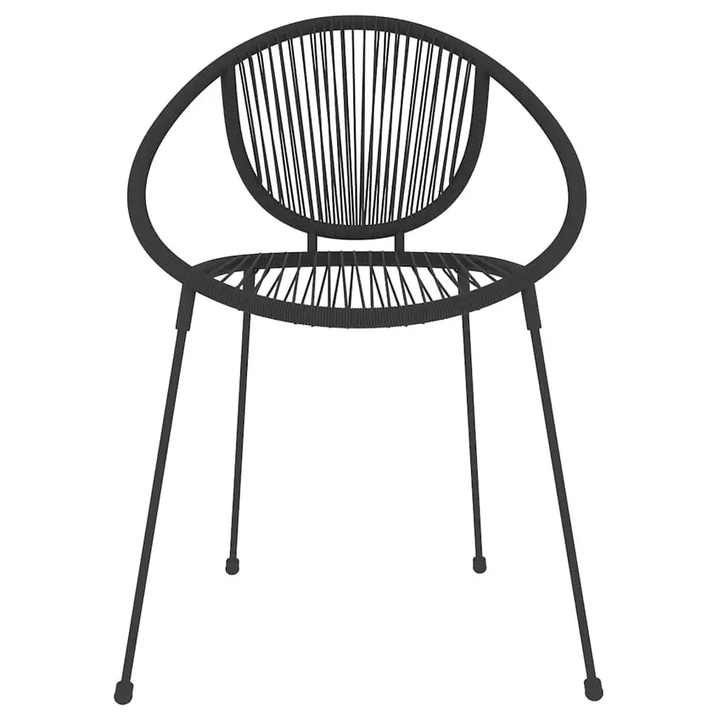 Garden Dining Set Black Glass Table Steel Frame 3 Piece Outdoor Patio Chairs