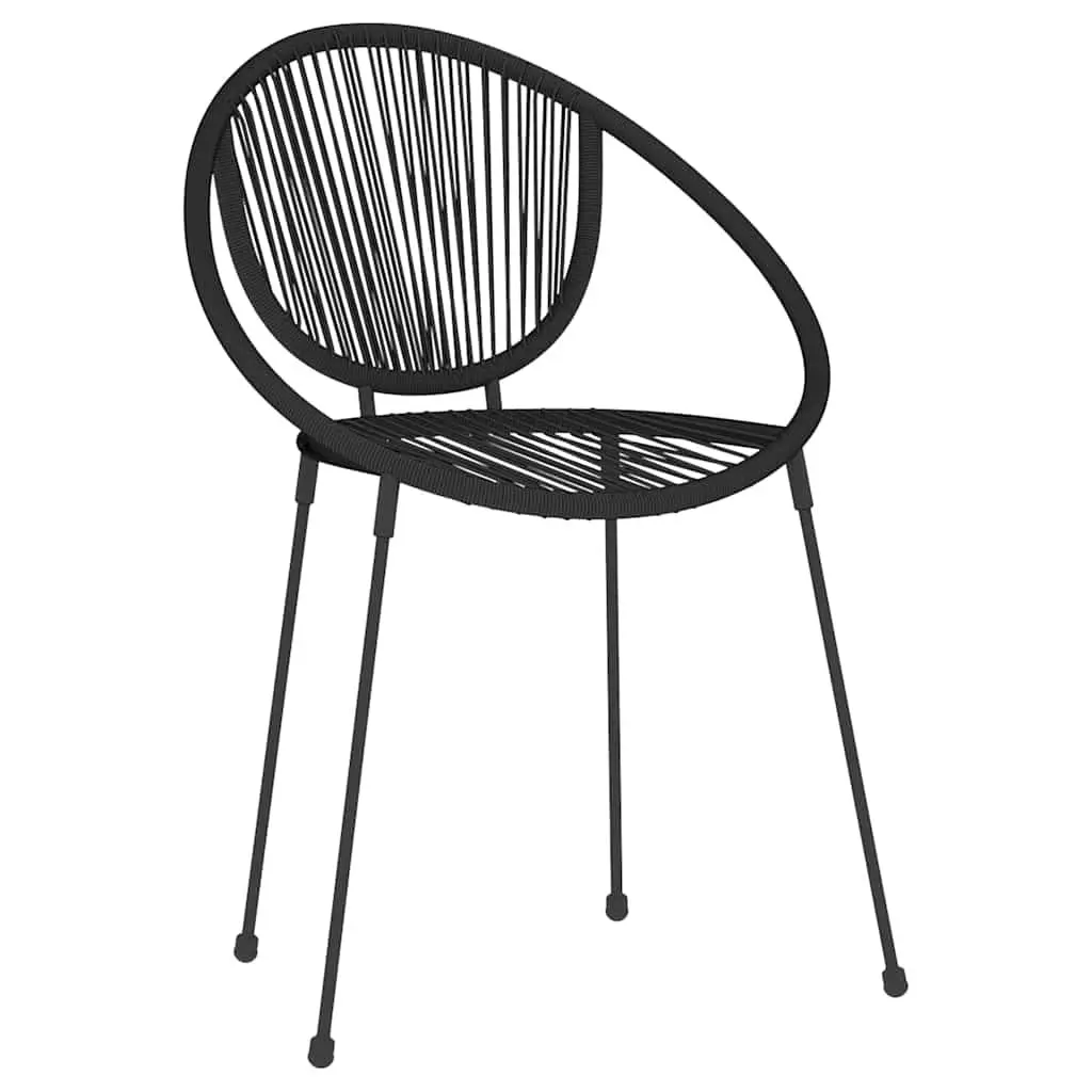 Outdoor Dining Set Rattan Chairs with Glass Top Table 3 Piece Black