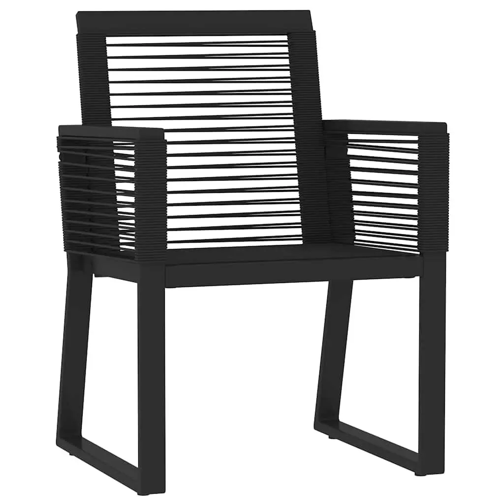 Black Garden Dining Set 5 Piece Outdoor Table with Glass Top and Steel Frame