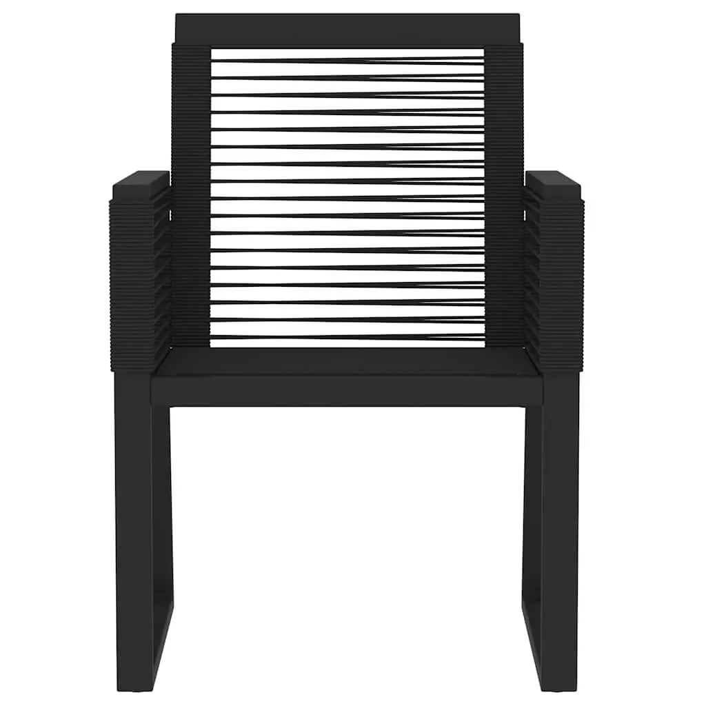 Black Garden Dining Set 5 Piece Outdoor Table with Glass Top and Steel Frame