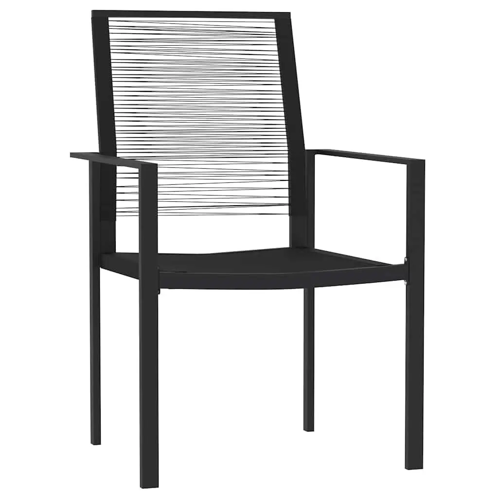 3 Piece Garden Dining Set Black Patio Table Glass Top Chairs Outdoor Furniture
