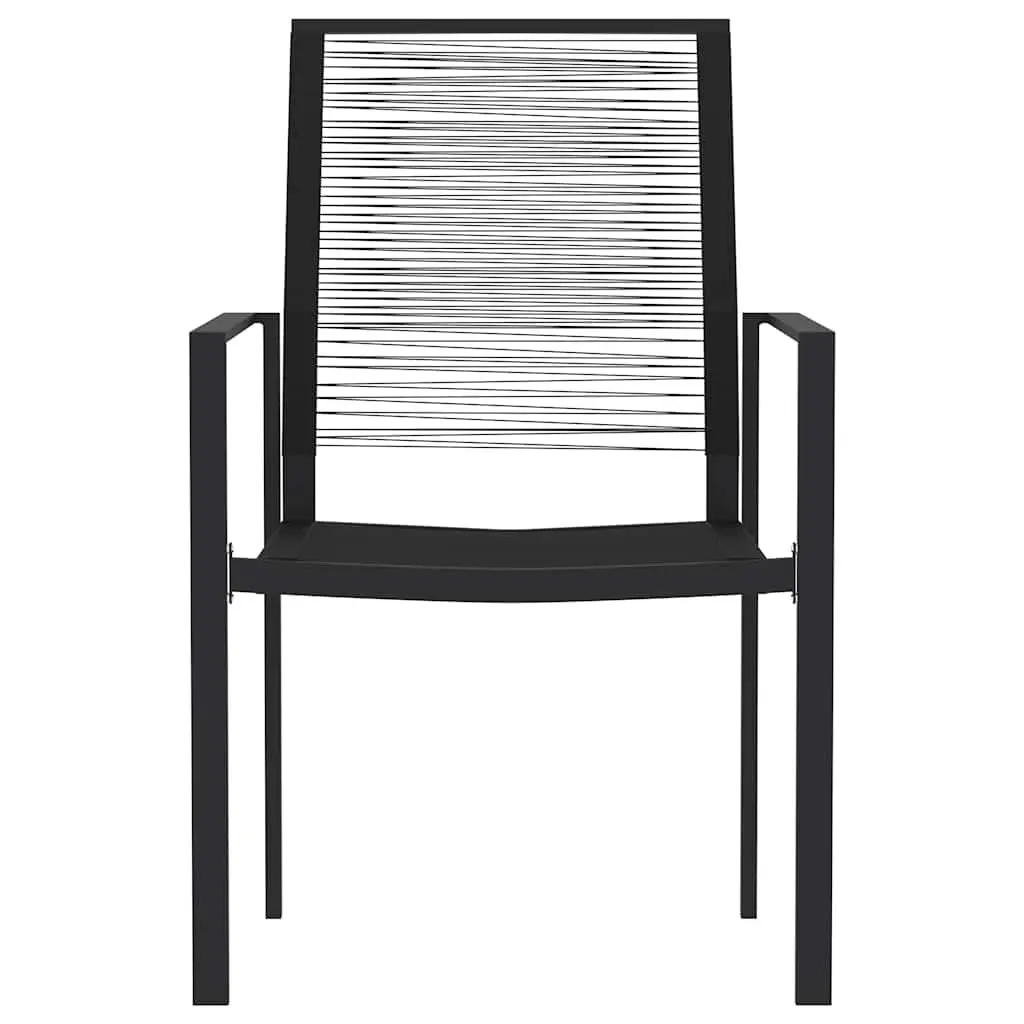 3 Piece Garden Dining Set Black Patio Table Glass Top Chairs Outdoor Furniture