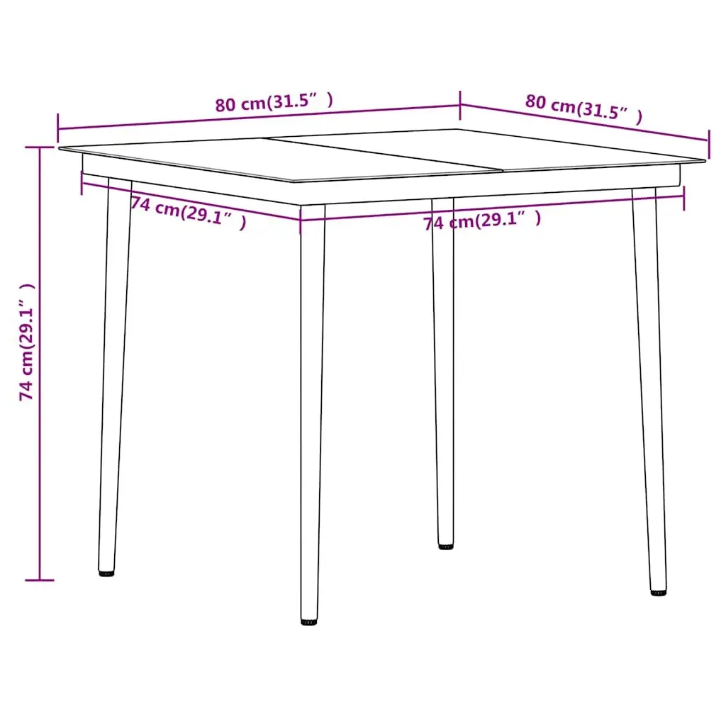 5 Piece Garden Dining Set Outdoor Patio Table Glass Top Black Steel Rattan Chairs