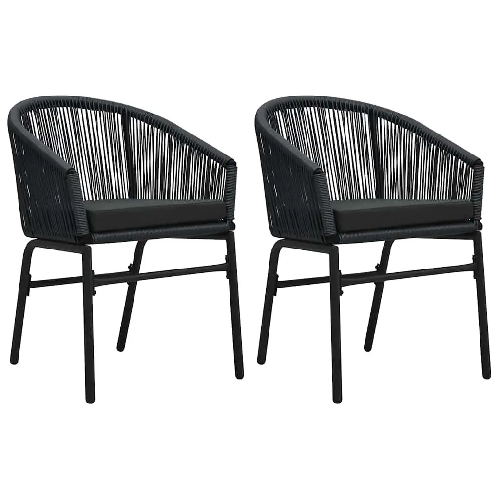 Outdoor Dining Set Garden Patio Rattan Chairs with Cushions Black Glass Table 3 Piece