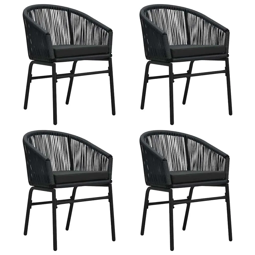 Garden Dining Set 5 Piece Outdoor Patio Table Chairs Black Glass Top Steel Frame