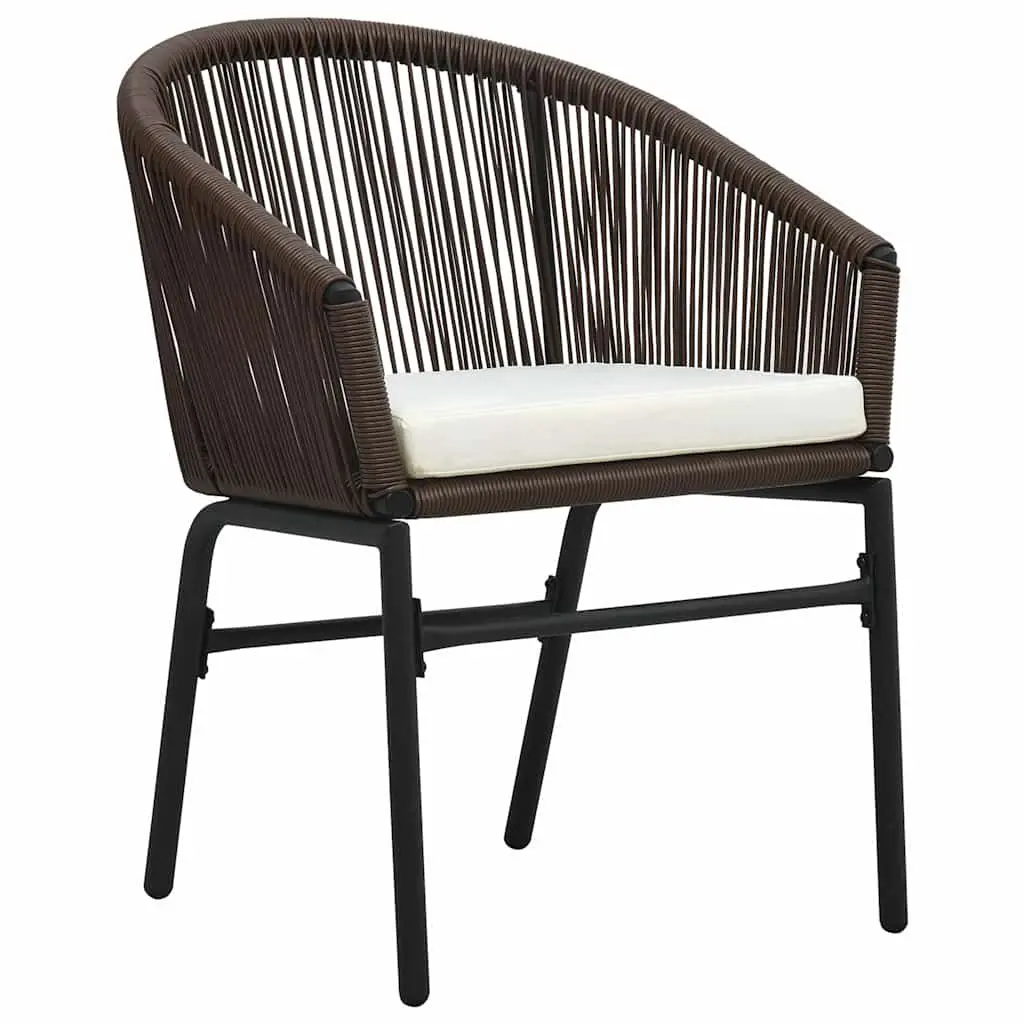 3 Piece Garden Dining Set Brown Steel Frame Glass Top