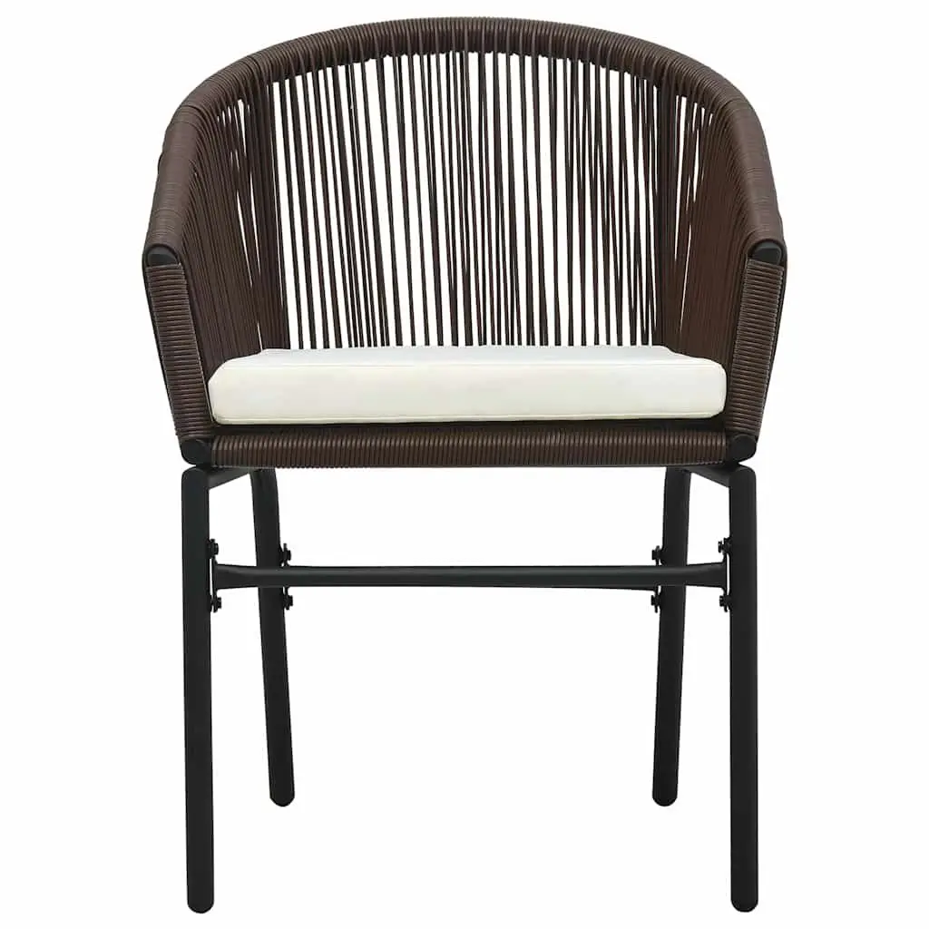 Garden Dining Set 3 Piece Brown Glass Table Rattan Chairs