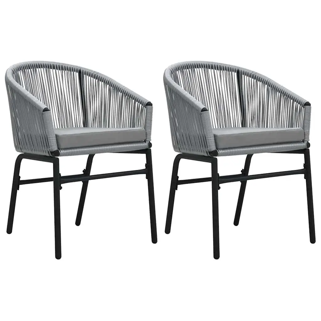 3 Piece Garden Dining Set Grey Steel Frame Glass Table Rattan Chairs