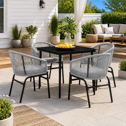 Enjoy Outdoor Dining with 5 Piece Grey Garden Set