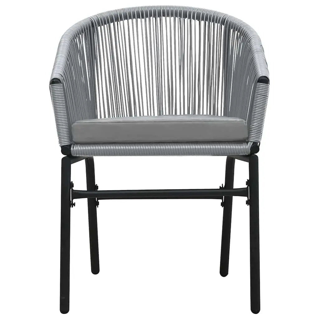 5 Piece Garden Dining Set Grey Steel Frame Glass Table and Chairs