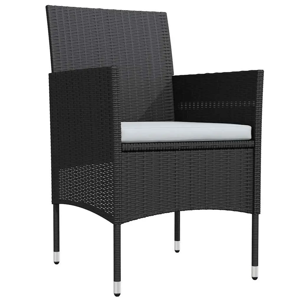 Garden Dining Set 3 Piece Outdoor Table Chairs with Cushions Black Patio
