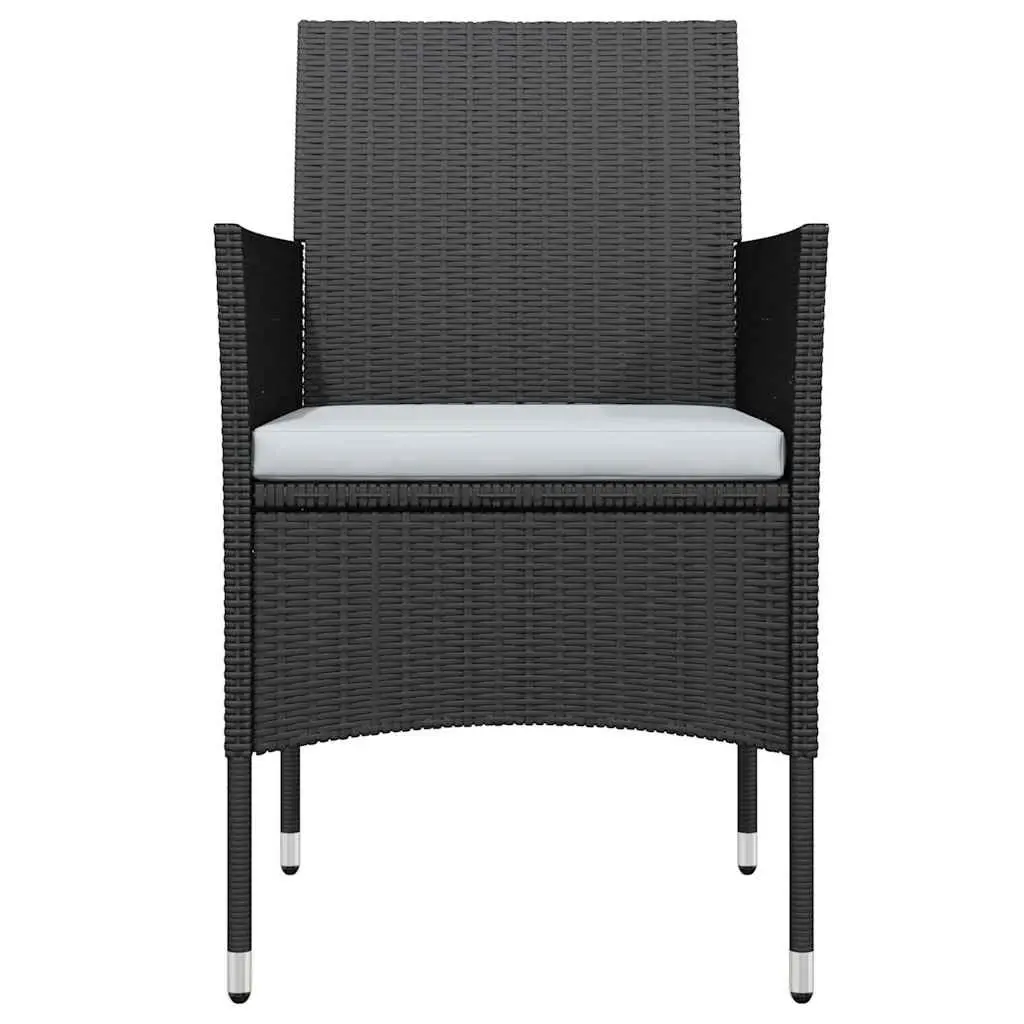Garden Dining Set 3 Piece Outdoor Table Chairs with Cushions Black Patio