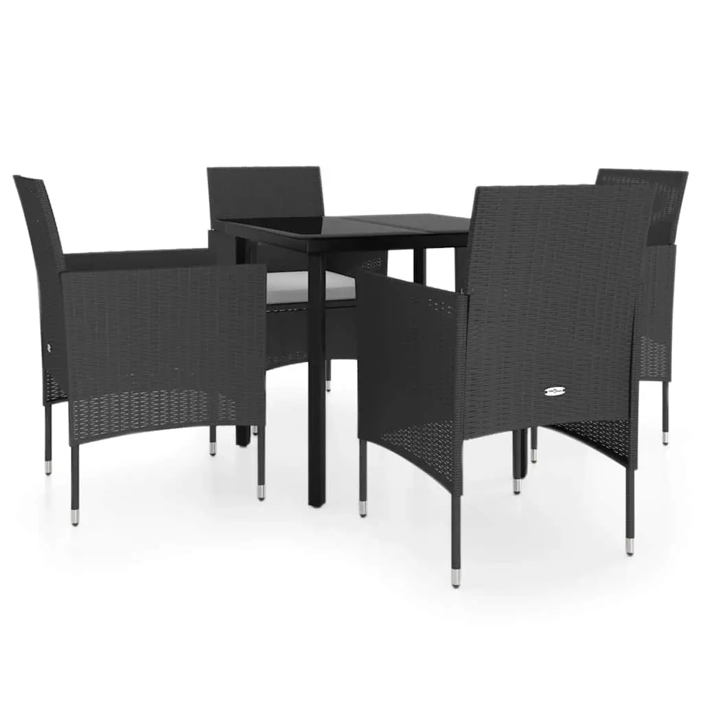 5 Piece Outdoor Garden Dining Set with Cushions Steel Frame Glass Tabletop