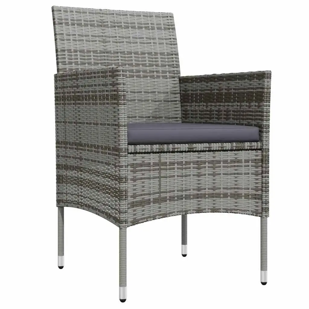 5 Piece Outdoor Dining Set Rattan Table Chairs with Grey Cushions