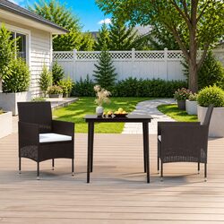 Garden Dining Set 3 Piece Outdoor Furniture Table Chairs Black Patio Seating