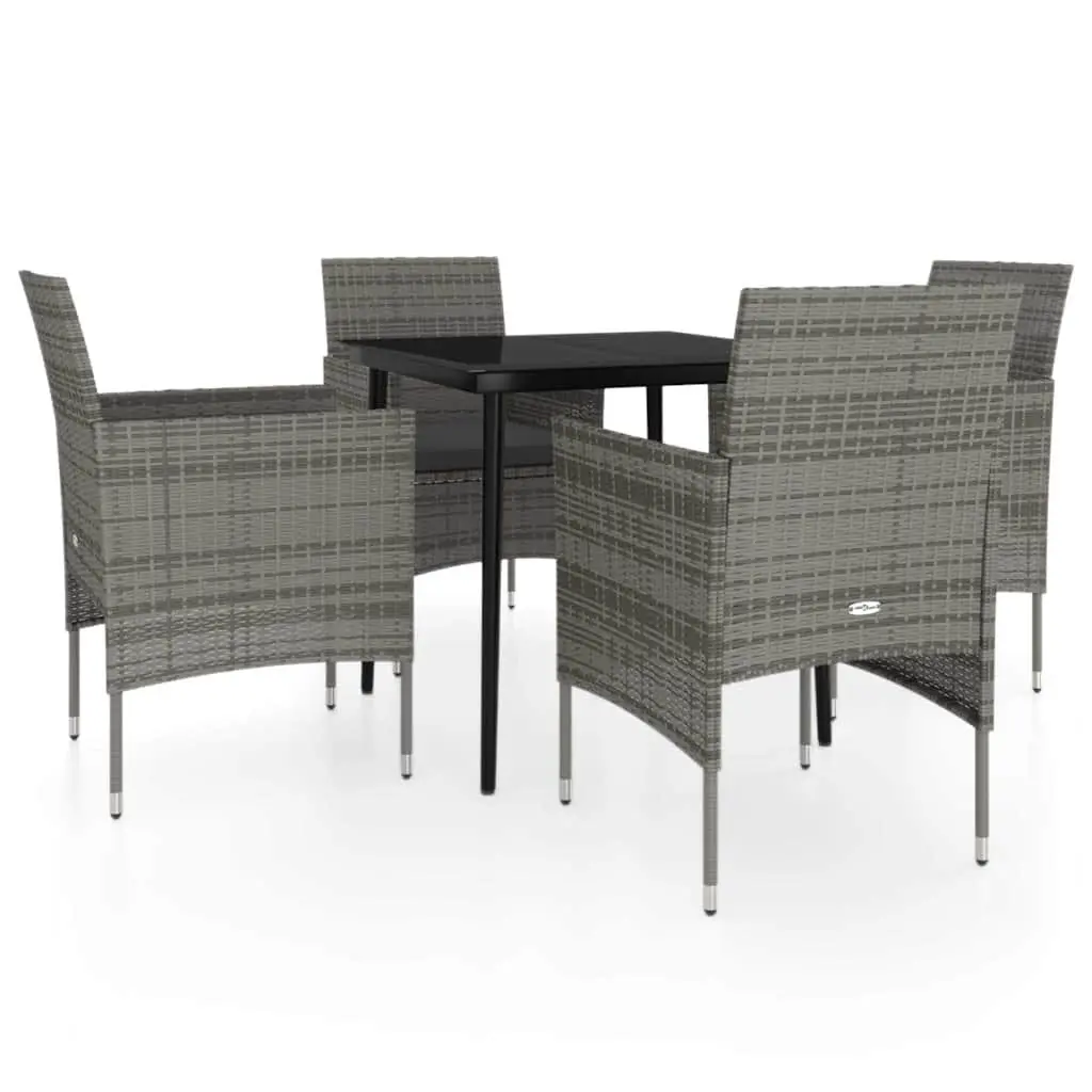 5 Piece Outdoor Dining Set Grey Black Patio Furniture