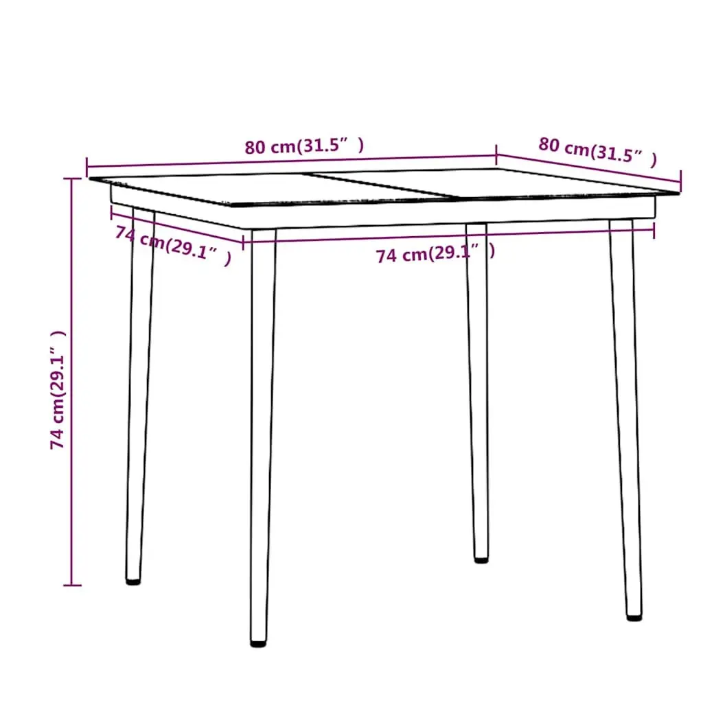 Outdoor Furniture Set Brown Cushioned Rattan Chairs and Glass Table 3 Piece