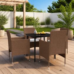 5 Piece Outdoor Dining Set: Rattan Chairs & Glass Table