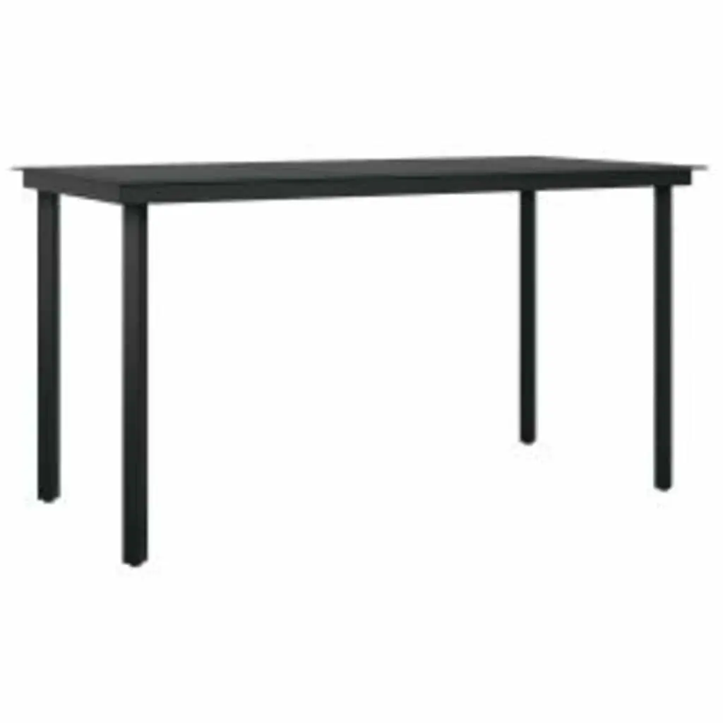 Outdoor Dining Set Black Glass Table Rattan Chairs with Cushions 5 Piece