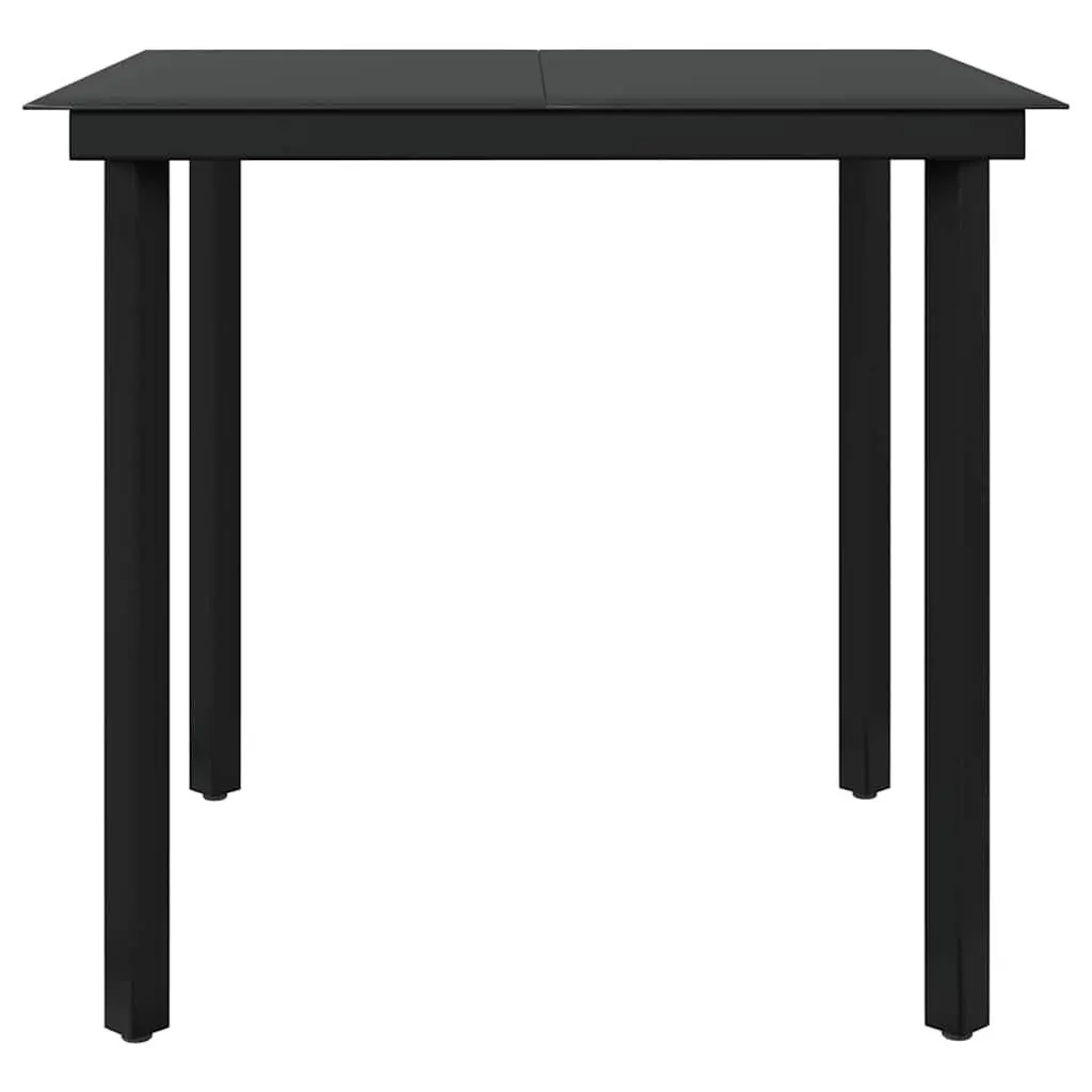 Outdoor Dining Set Grey Black Glass Table Cushioned Rattan Chairs 3 Piece