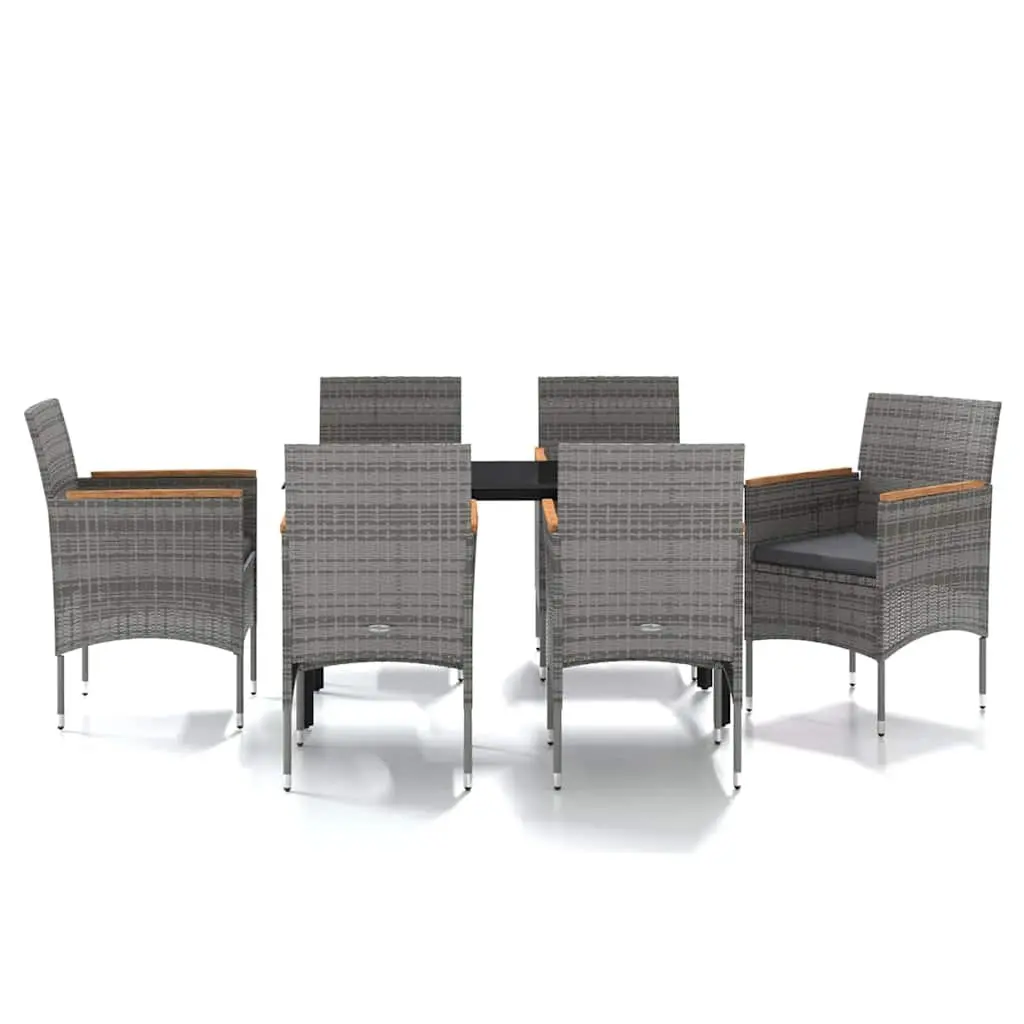 Outdoor Dining Set Grey Glass Top 7 Piece Patio Furniture
