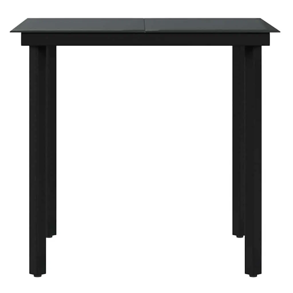 Outdoor Dining Set Black Rattan Chairs Glass Table 5 Piece Garden Furniture