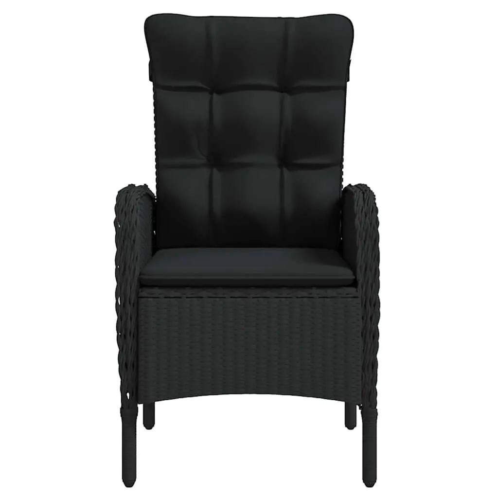 7 Piece Outdoor Dining Set Black with Cushions