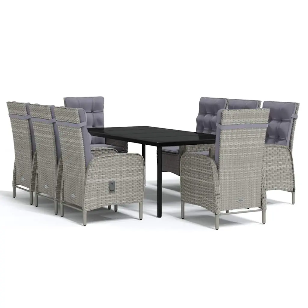 Garden Dining Set 9 Piece Outdoor Furniture Grey Black Rattan Table Chairs
