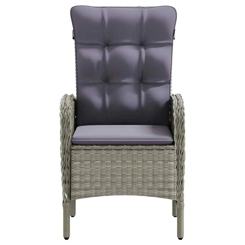 Outdoor Dining Set 5 Piece Grey Rattan Chairs with Cushions Glass Table