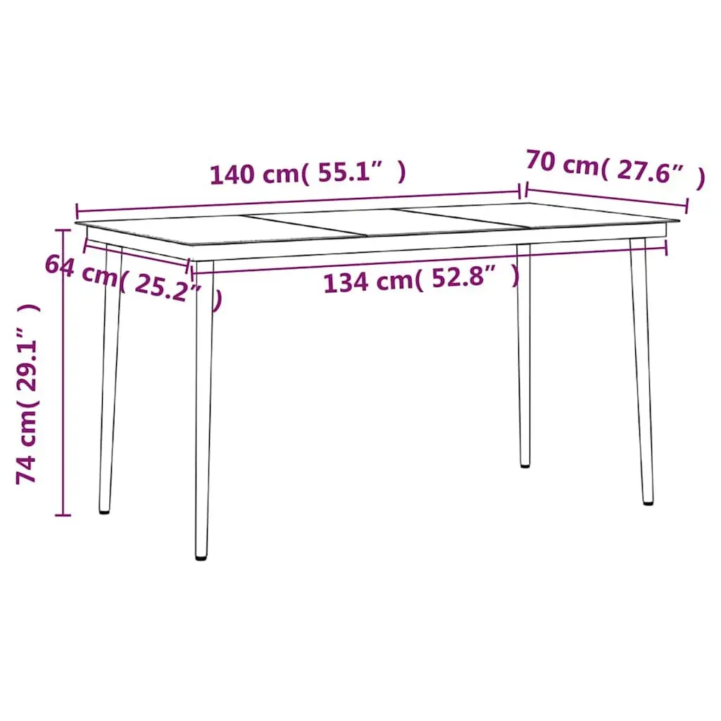 Outdoor Dining Set 5 Piece with Cushions Glass Table Steel Frame Grey Black