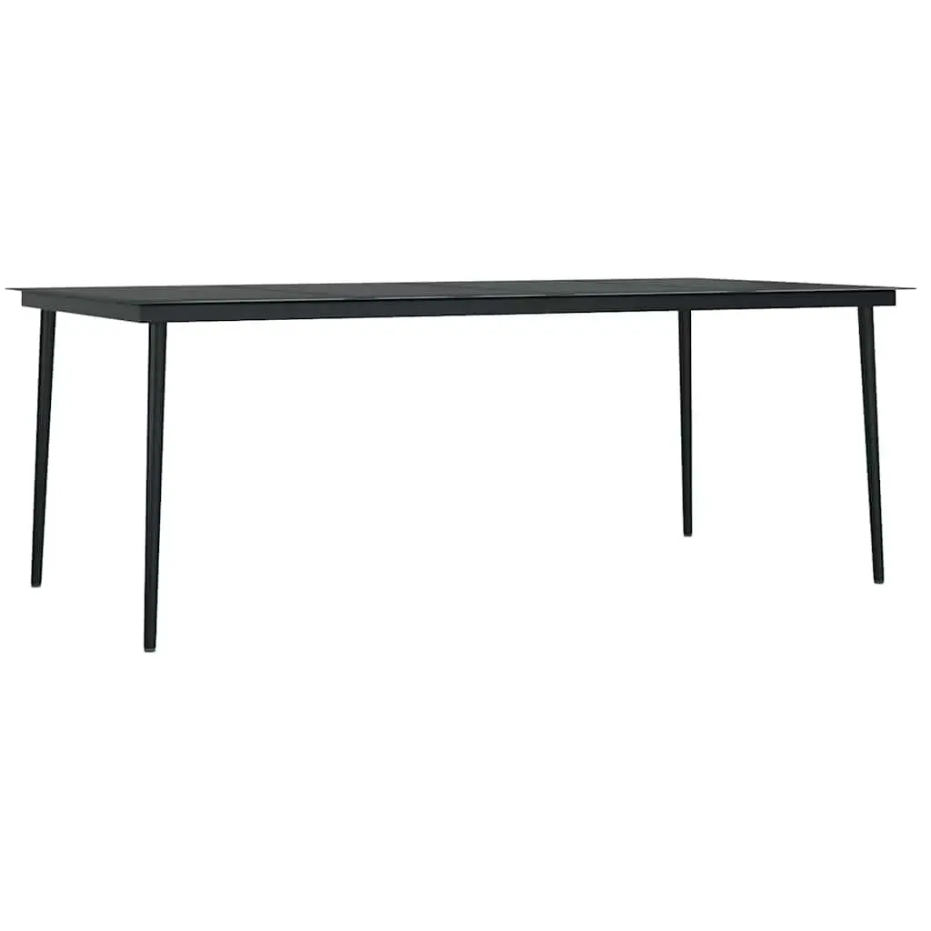 Garden Dining Set 7 Piece Outdoor Furniture Grey Black PE Rattan Chairs Powder Coated Steel Frame Glass Table