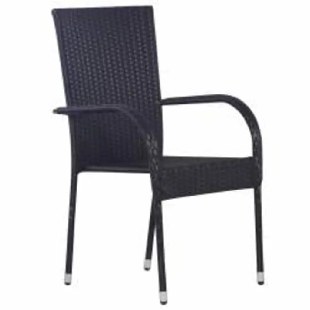 5 Piece Black Rattan Chair Outdoor Dining Set with Steel Frame and Glass Top Table
