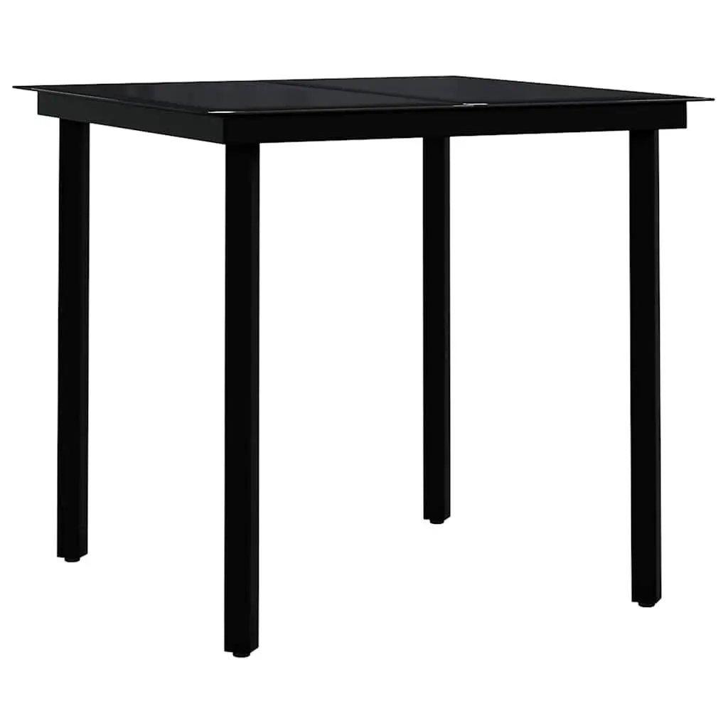 5 Piece Outdoor Dining Set Glass Table Steel Frame PE Rattan Chairs Brown