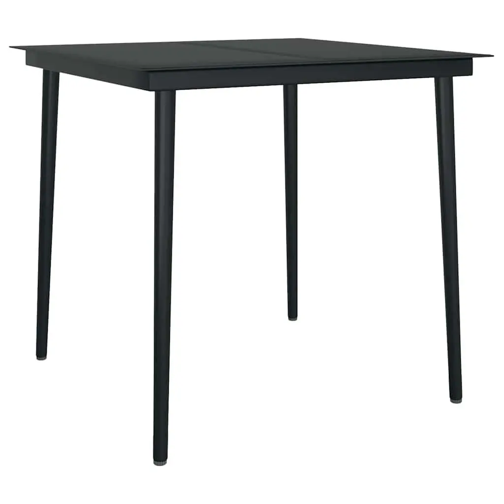 Garden Dining Set 3 Piece Outdoor Furniture Black Steel Rattan Chairs Glass