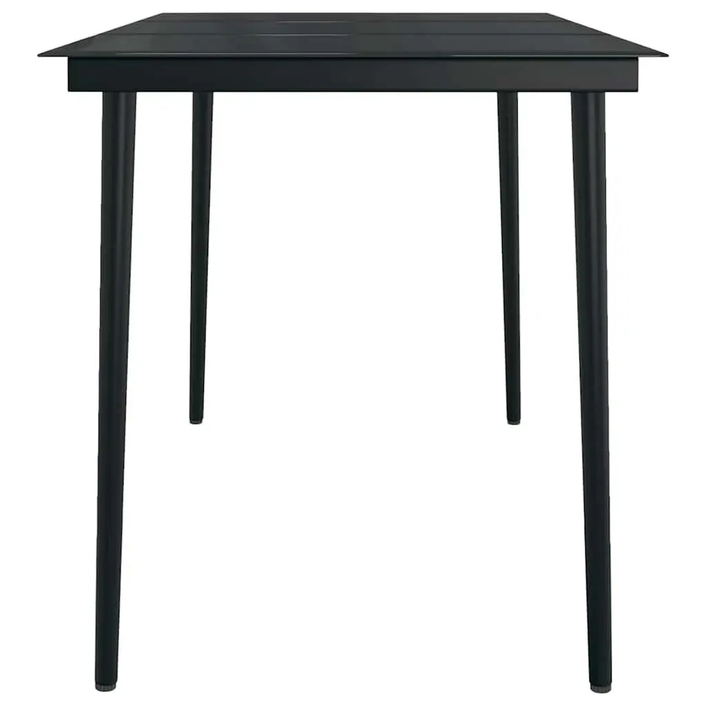 Outdoor Garden Dining Set 7 Piece Grey Black Steel Rattan Chairs Glass Table