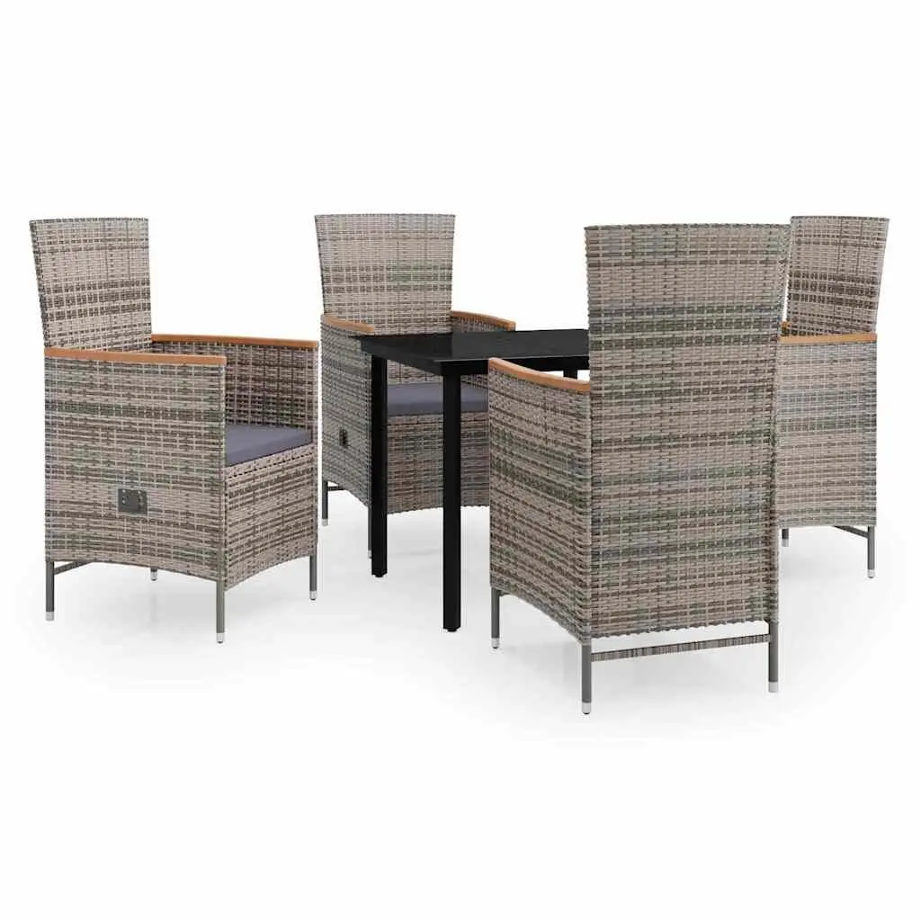 Garden Dining Set Grey Cushions 5 Piece Outdoor Furniture Reclining Chairs