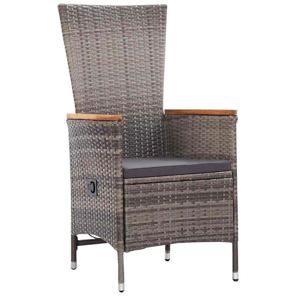 5 Piece Garden Dining Set Outdoor Patio Furniture Grey Rattan with Cushions