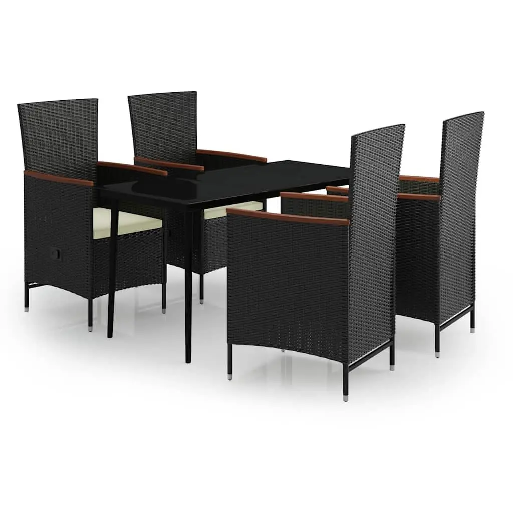 5 Piece Garden Dining Set Outdoor Patio Furniture Steel Rattan Chairs Glass