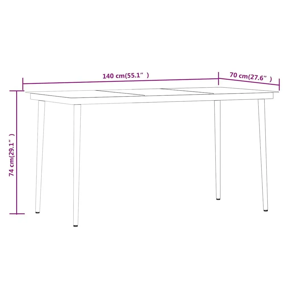 5 Piece Garden Dining Set Outdoor Patio Furniture Steel Rattan Chairs Glass