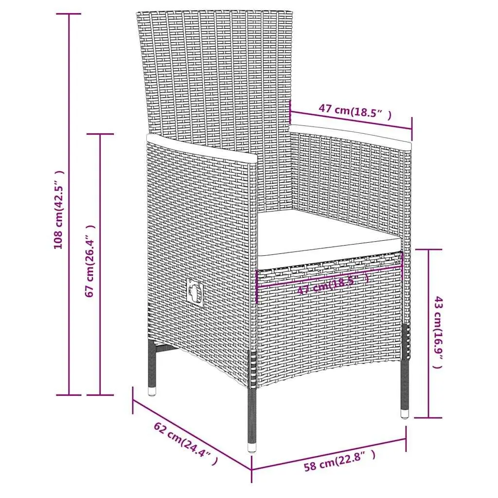 5 Piece Garden Dining Set Grey Rattan Chairs Glass Table
