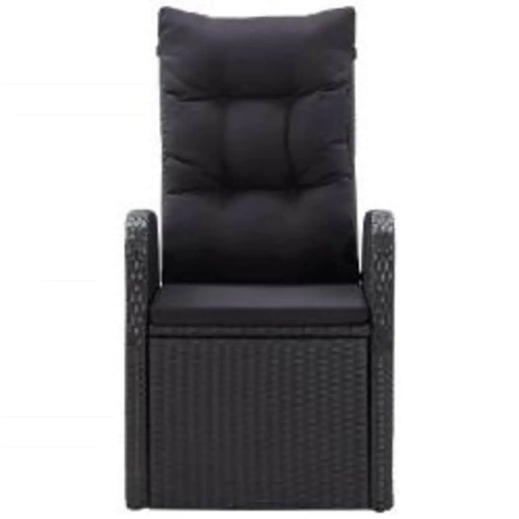 3 Piece Patio Dining Set Lightweight Black Chairs and Glass Table with Cushions
