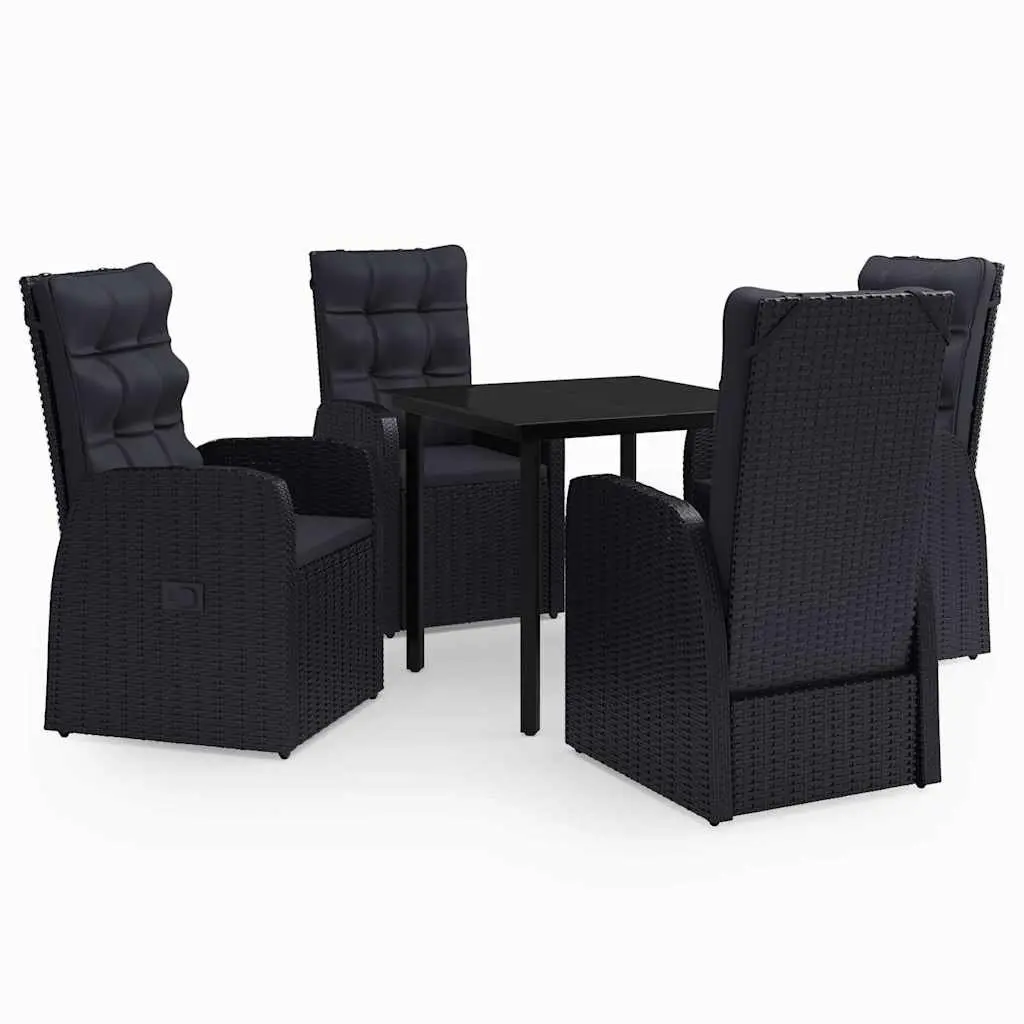 5 Piece Garden Dining Set Outdoor Patio Furniture with Cushions Black