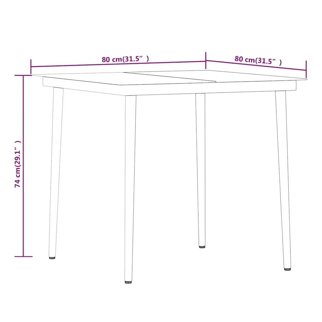 5 Piece Outdoor Garden Dining Set Cushioned Rattan Chairs Steel Frame Black