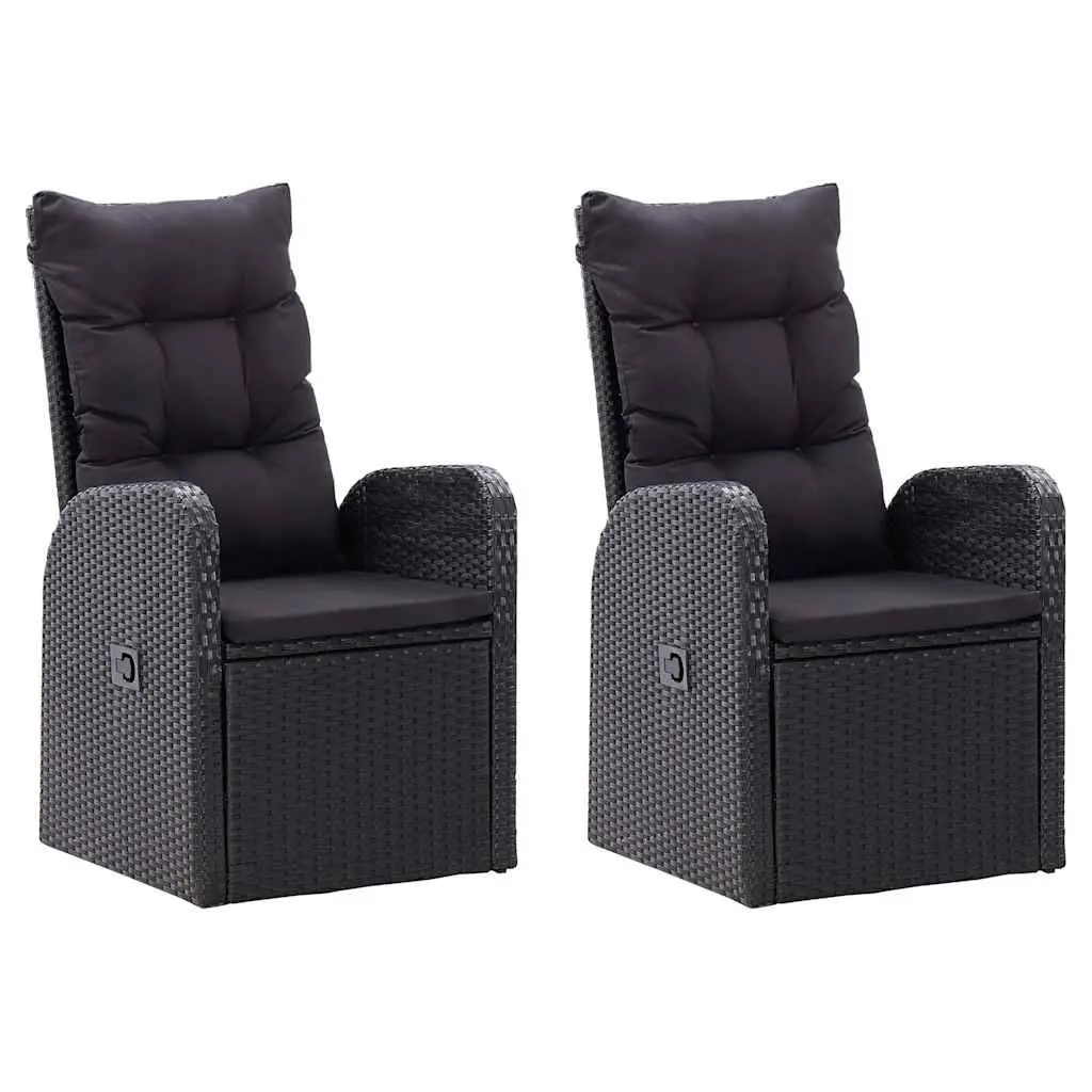 Outdoor Patio Furniture Set 5 Piece Black Rattan Chairs with Glass Top Table