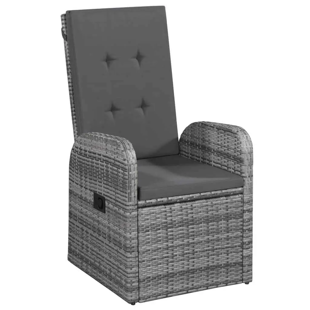 Outdoor Dining Set 7 Piece Grey Cushioned Chairs and Table for Garden Patio Furniture