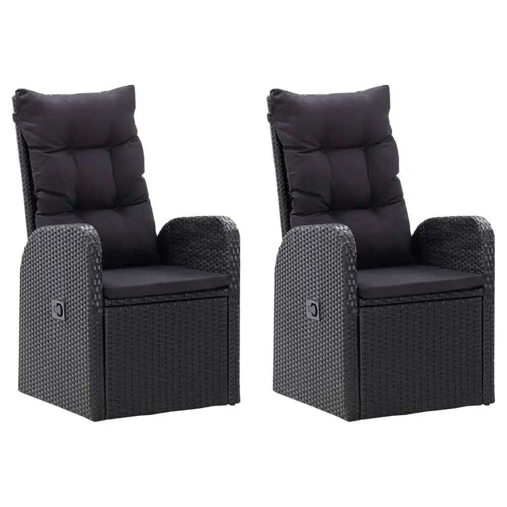 7 Piece Outdoor Dining Set with Cushions Black Garden Patio Furniture Table